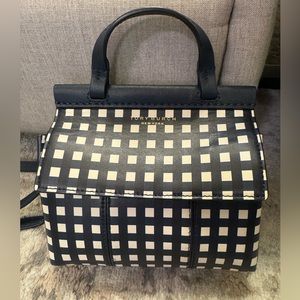 Tory Burch Block-T Mini Satchel Royal Navy Check Pattern
